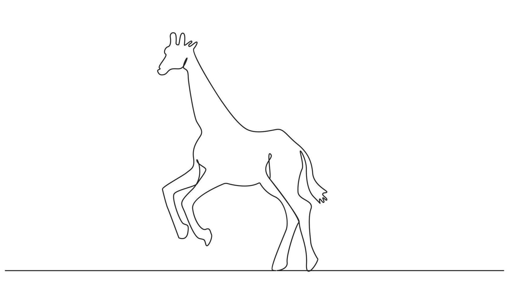 one continuous outline Giraffe drawing and simple minimalist wildlife concept vector