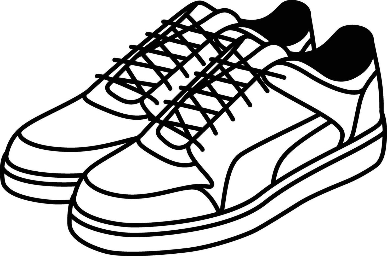 The Solid Line Icon of Sneakers with Ties vector