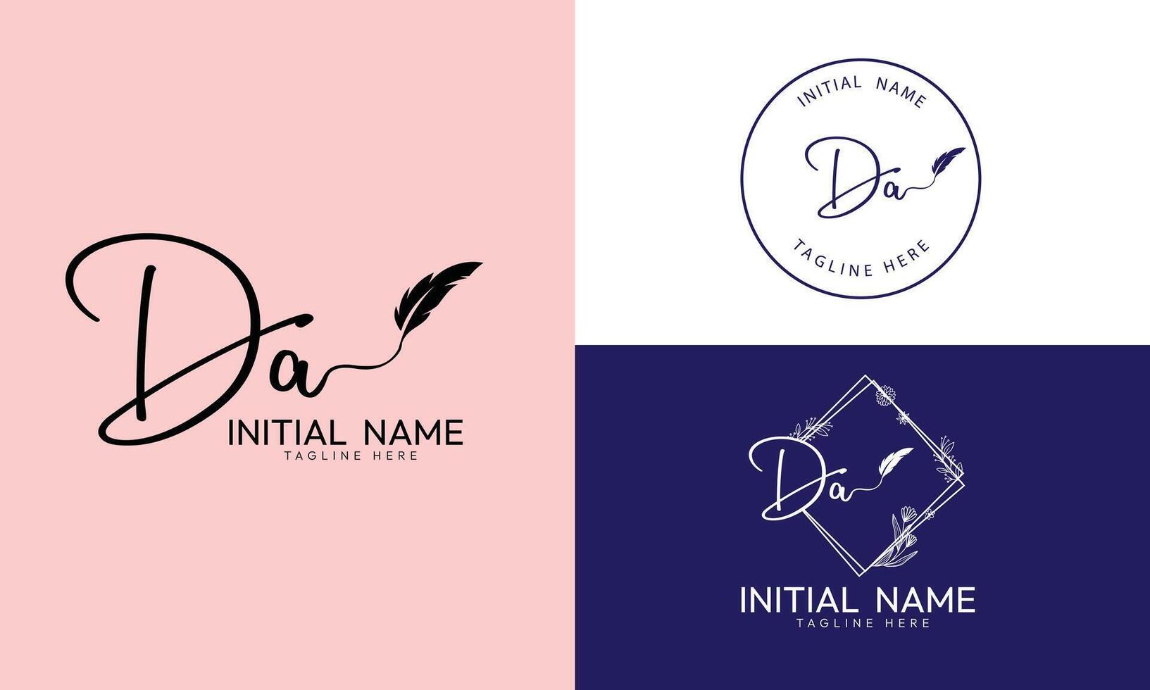 DA A D Initial handwriting signature logo template vector