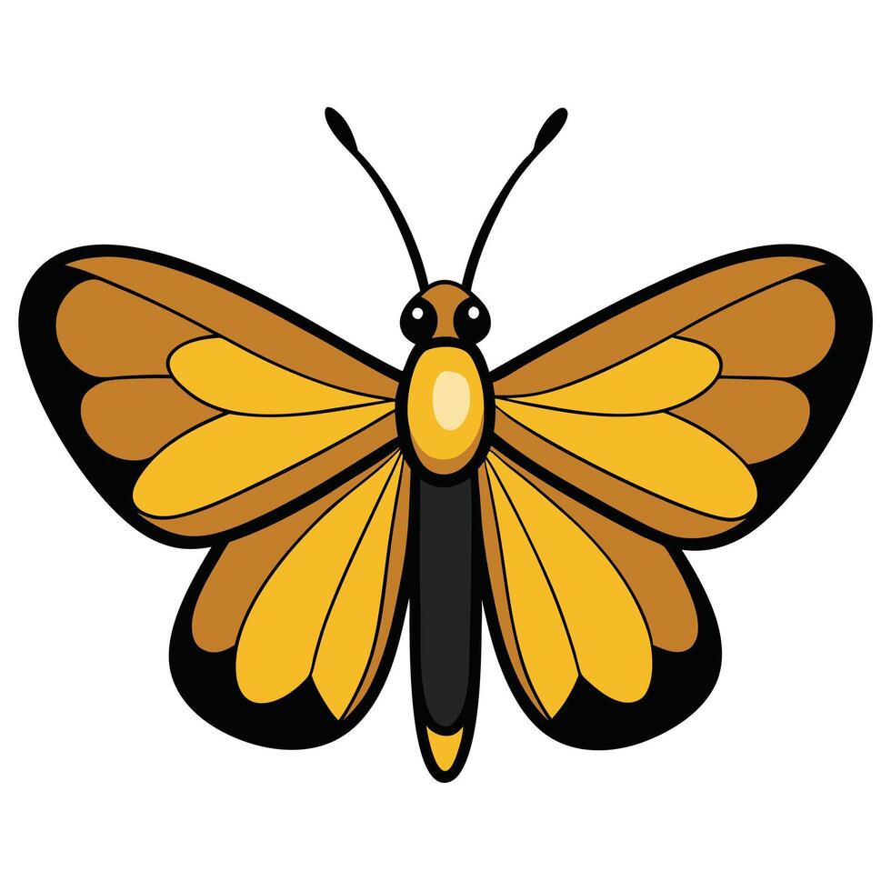 A cartoon butterfly with black and yellow wings vector