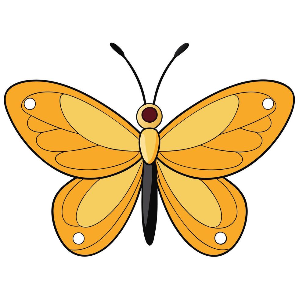 A cartoon butterfly with black wings and yellow eyes vector