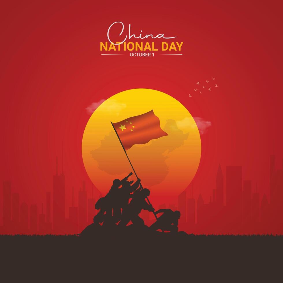 National Day of the People's Republic of China. China National Day creative for social media post vector