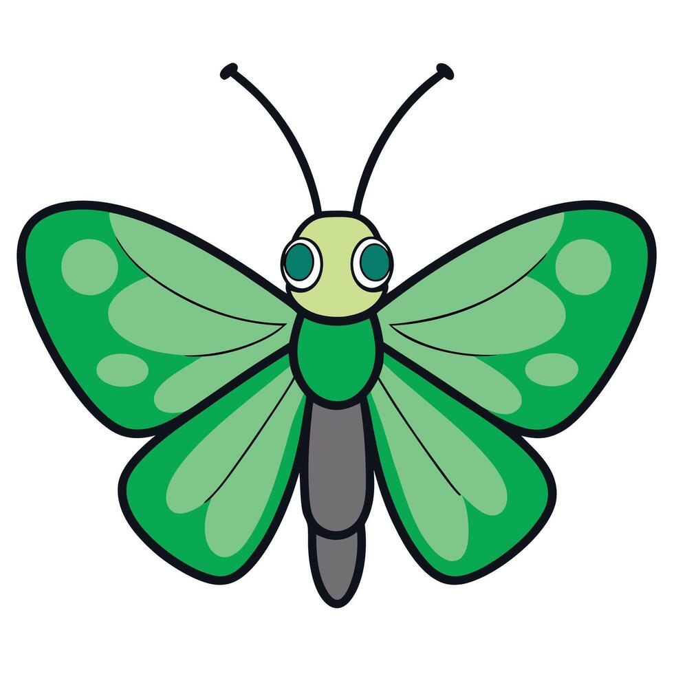 A green butterfly with black eyes and a white background vector