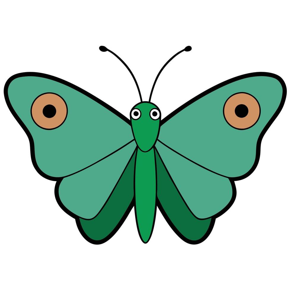 A cartoon butterfly with large eyes and a green body vector