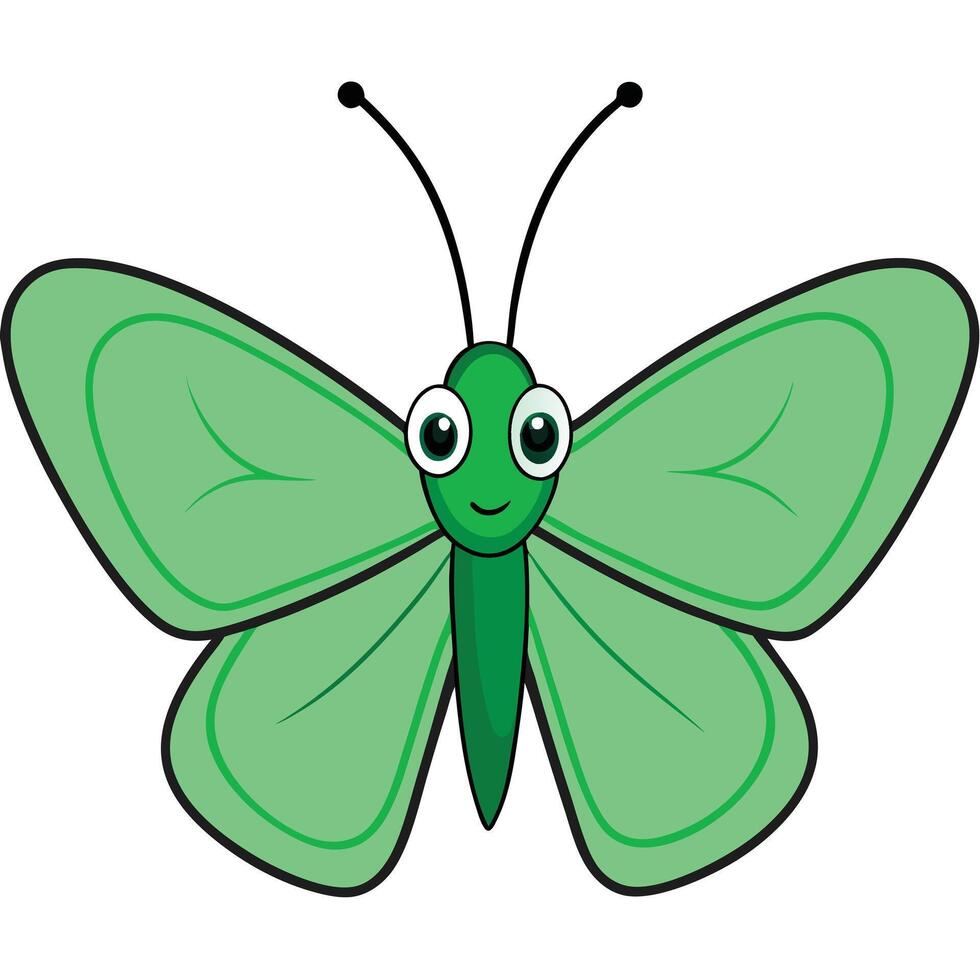 A cartoon green butterfly with a big smile vector