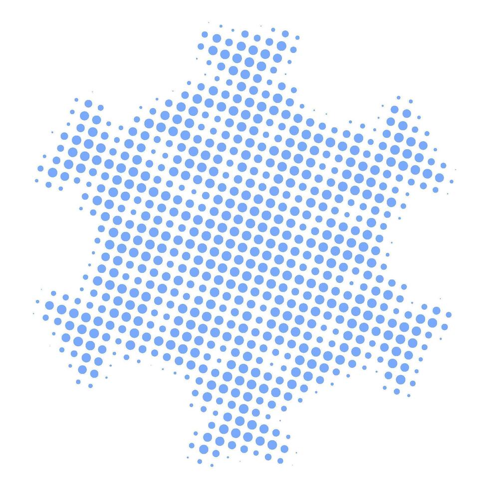 Halftone dots in the form of a snowflake. vector