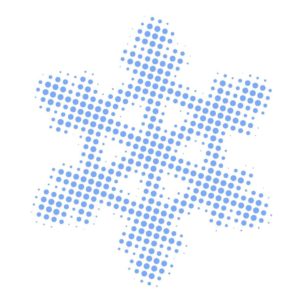 Snowflake dotted halftone icon. Christmas snow sign. Winter or cold symbol. vector