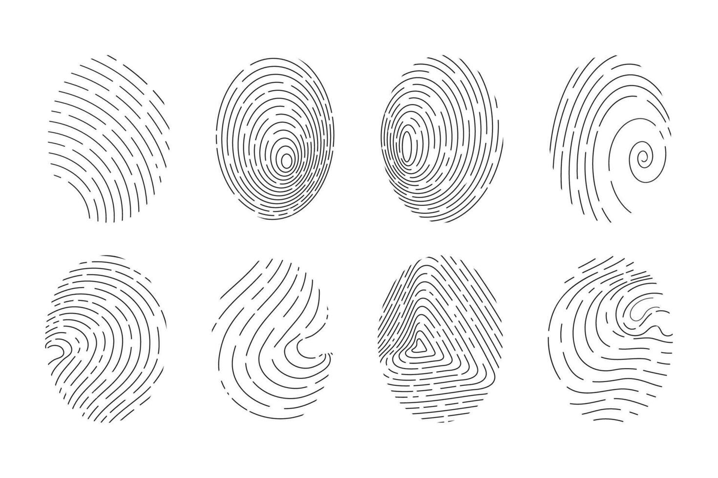 Finger print icon biometric id, unique scan, line signature on white background. Touch id identity, scanner. Fingerprints icon vector