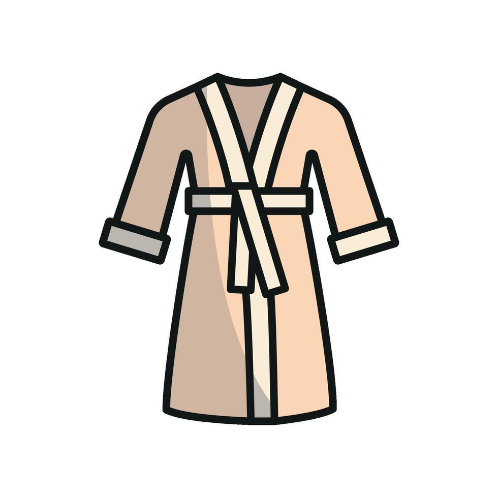 Designed with simplicity and modern aesthetics, the bathrobe icon showcases a minimalist approach for contemporary graphics. vector