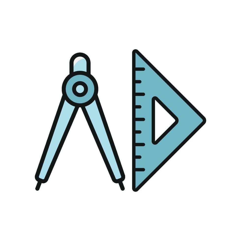 Set square ruler triangle compass icon for school education tool measure instrument scale geometry stationery vector