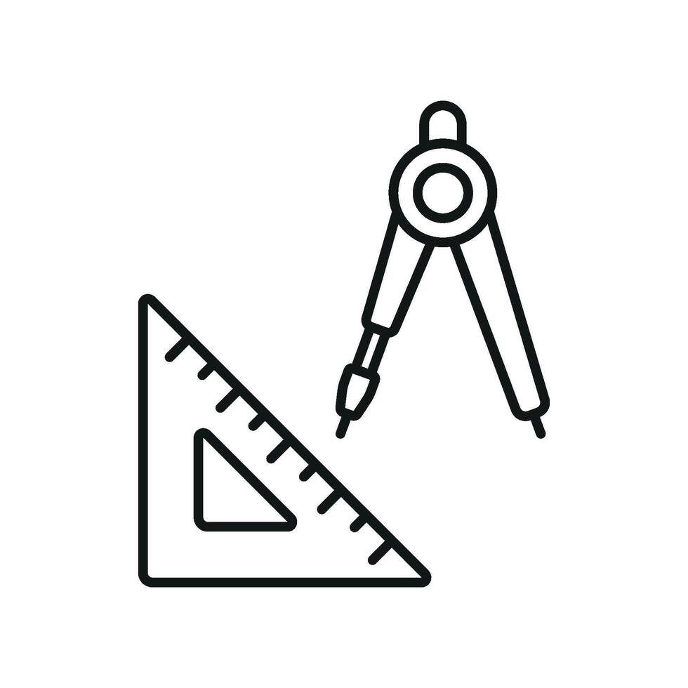 Set square ruler triangle compass icon vector