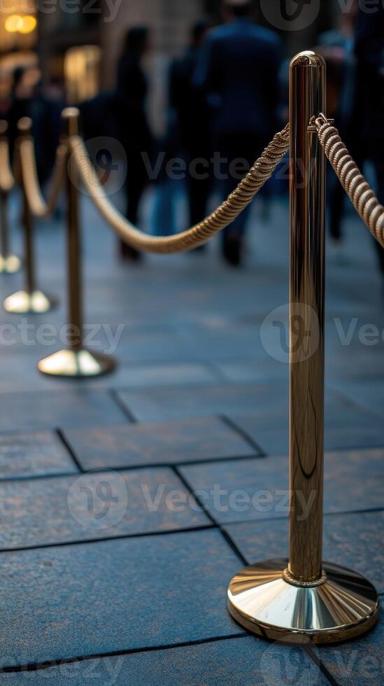 Rope barrier guiding visitors at an urban location during the evening photo