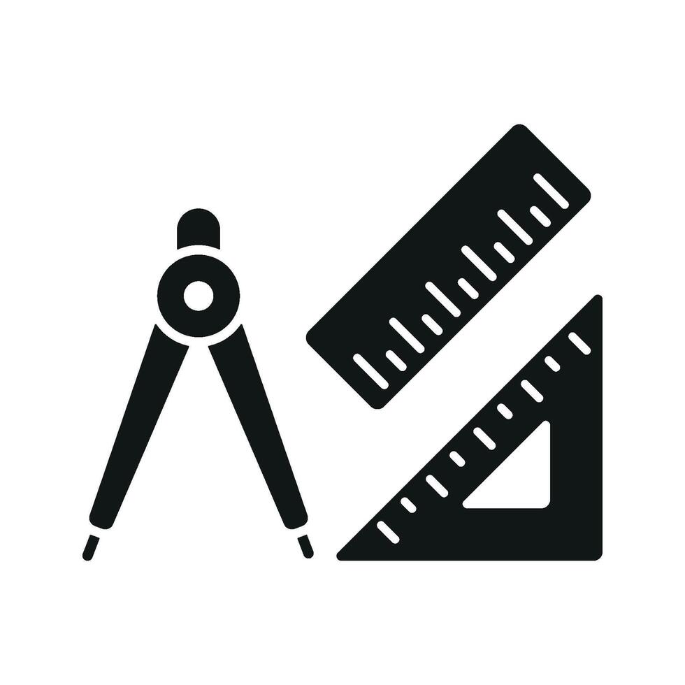 Jangka and ruler in triangle and basic shape for school vector