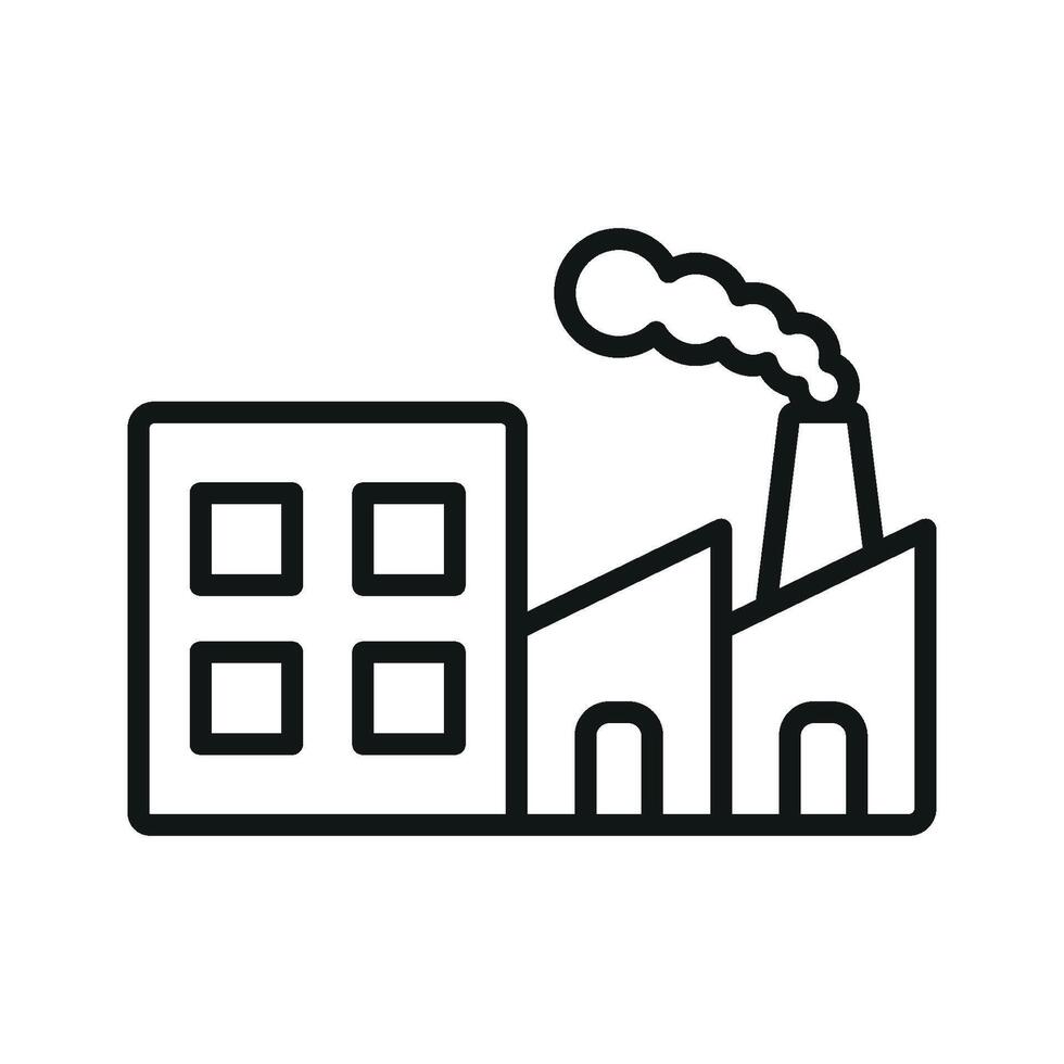 Minimalist factory building icon with a modern design concept vector