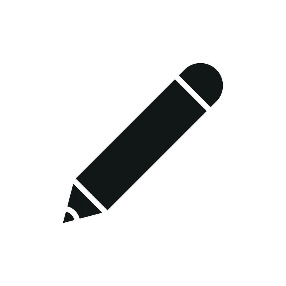 Black pencil rounded shape in glyph style vector