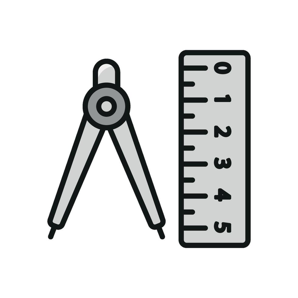 Set square ruler triangle compass icon for school education tool measure instrument scale geometry stationery vector