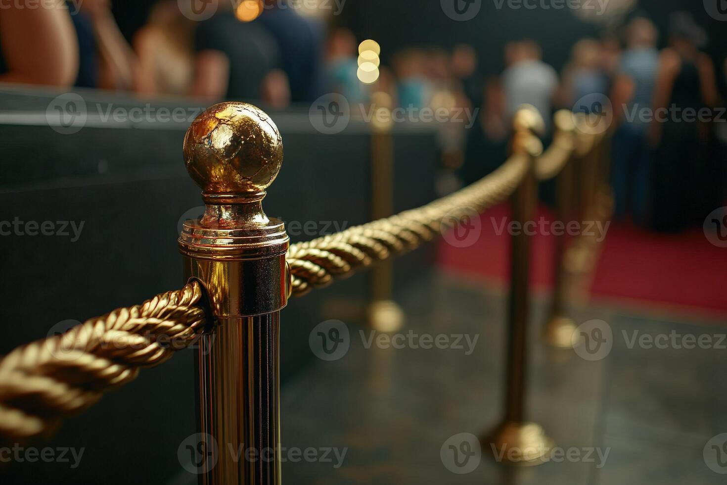 Elegant velvet rope barrier guiding guests at a formal event photo