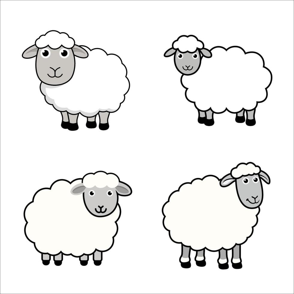 Minimalist Flat Sheep Illustration on White Background, Simple Stylized Design, Cute, Bold Colors, Clean Aesthetic vector