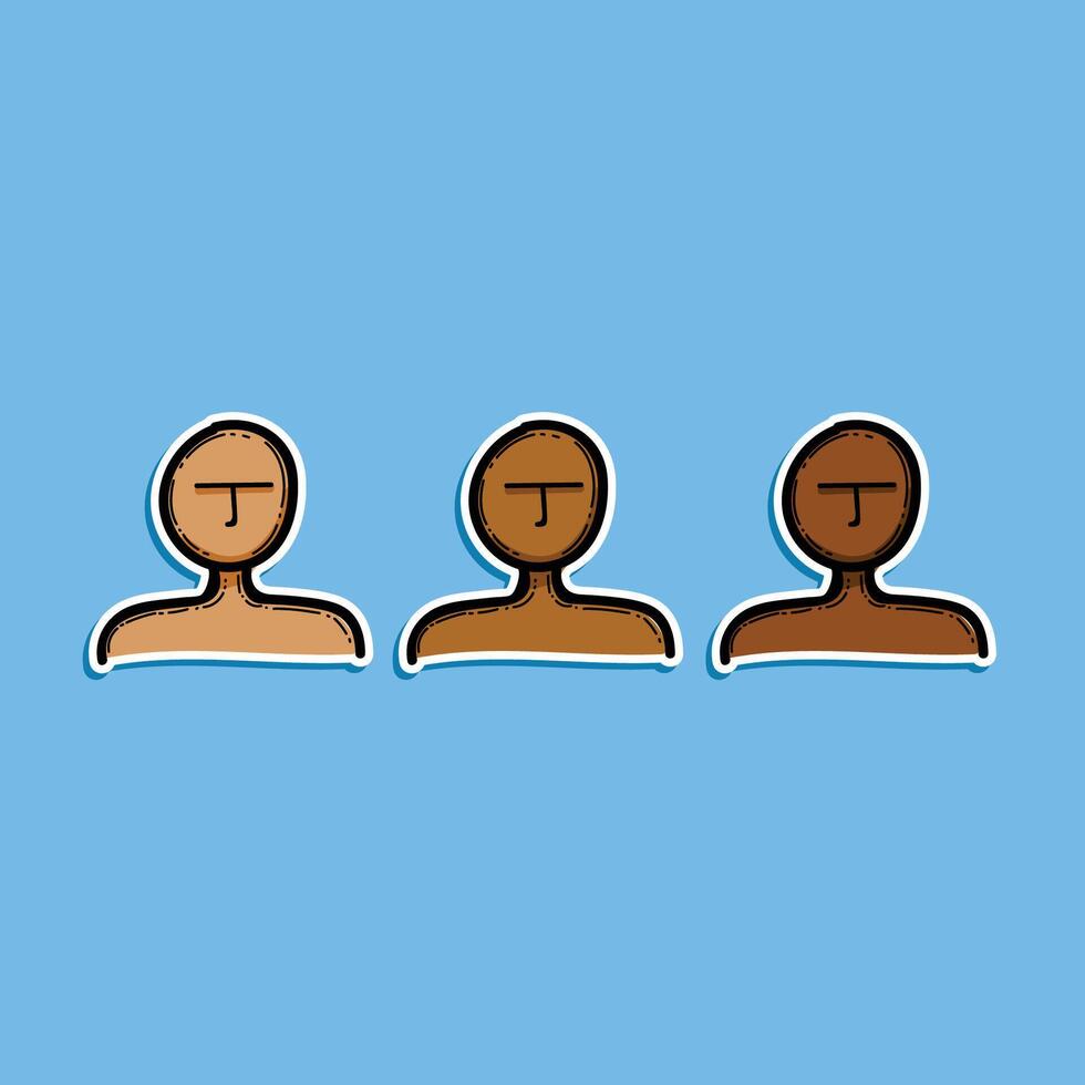 Diverse people front face together multiethnic illustration design isolated in a blue background vector
