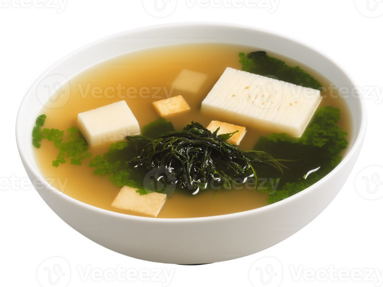 Miso Soup with Tofu and Seaweed A comforting miso soup made with tofu, seaweed, and a savory miso broth, offering png
