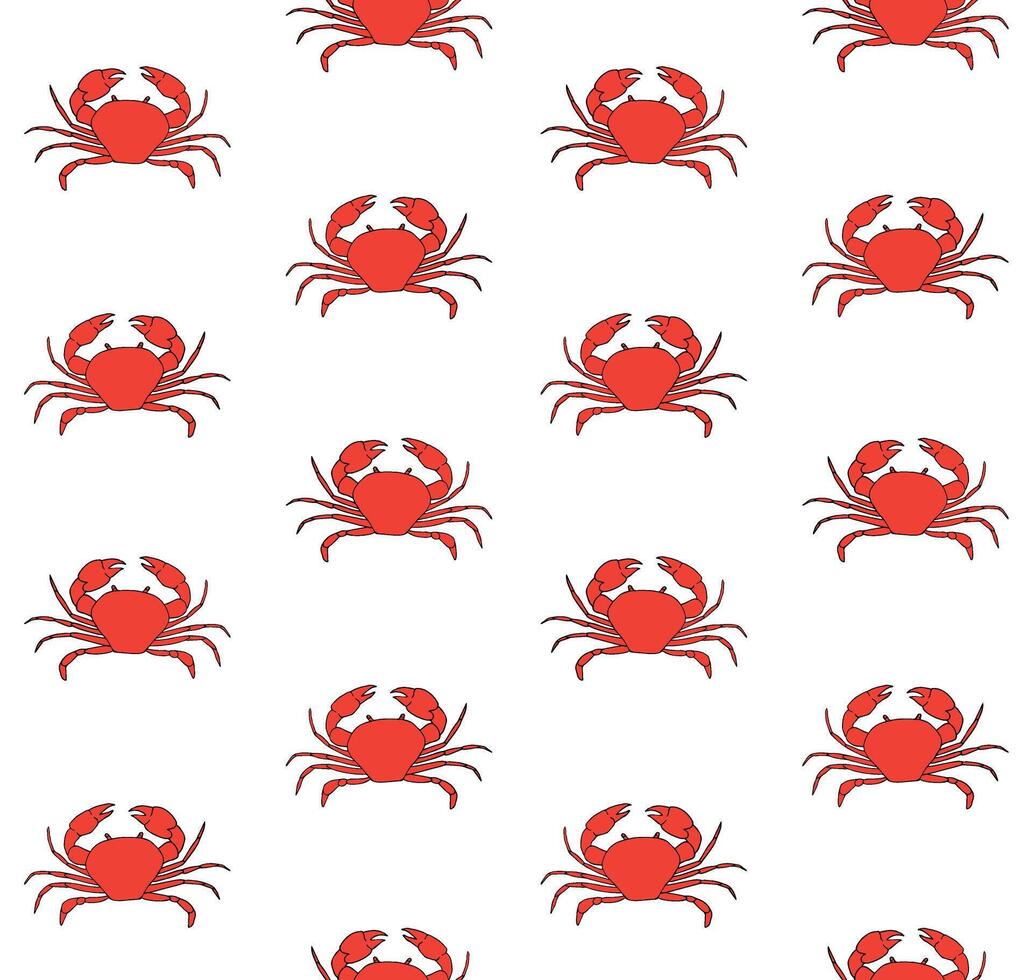 Seamless pattern of hand drawn sketch crab vector