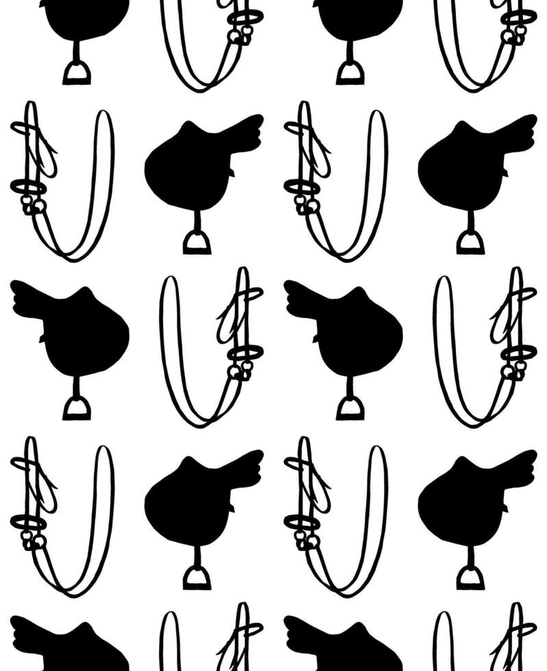 Seamless pattern of horse riding equipment vector