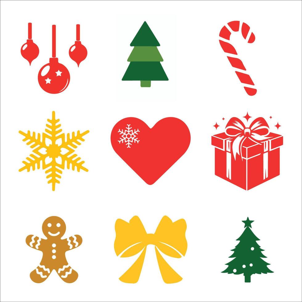 Christmas Icon Set Wreath Tree Santa Reindeer Gifts and More vector