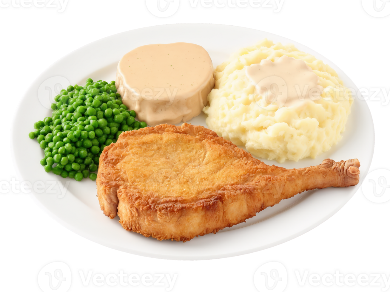 Fried Pork Chop Bone-in pork chops coated in seasoned flour and deep-fried until crispy and golden brown. Served with mashed png