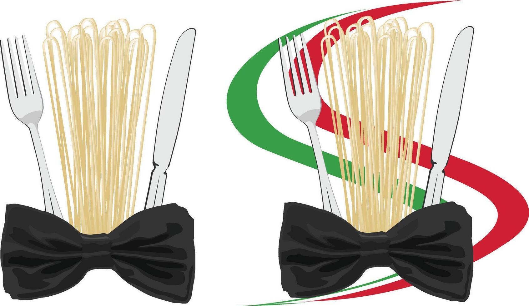 Spaghetti with fork and knife vector