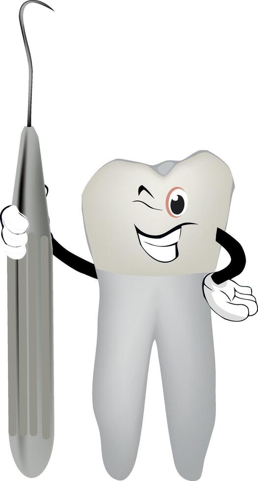 A tooth with a toothbrush and a toothpick vector