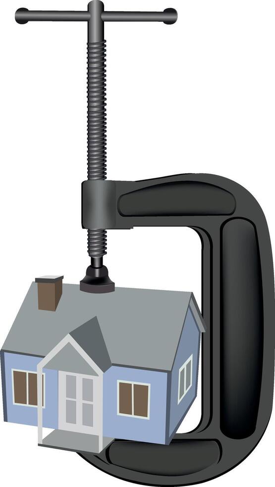 A house with a clamp on it and a hammer vector