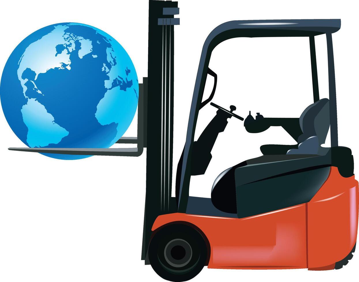 A forklift truck with a globe on it vector
