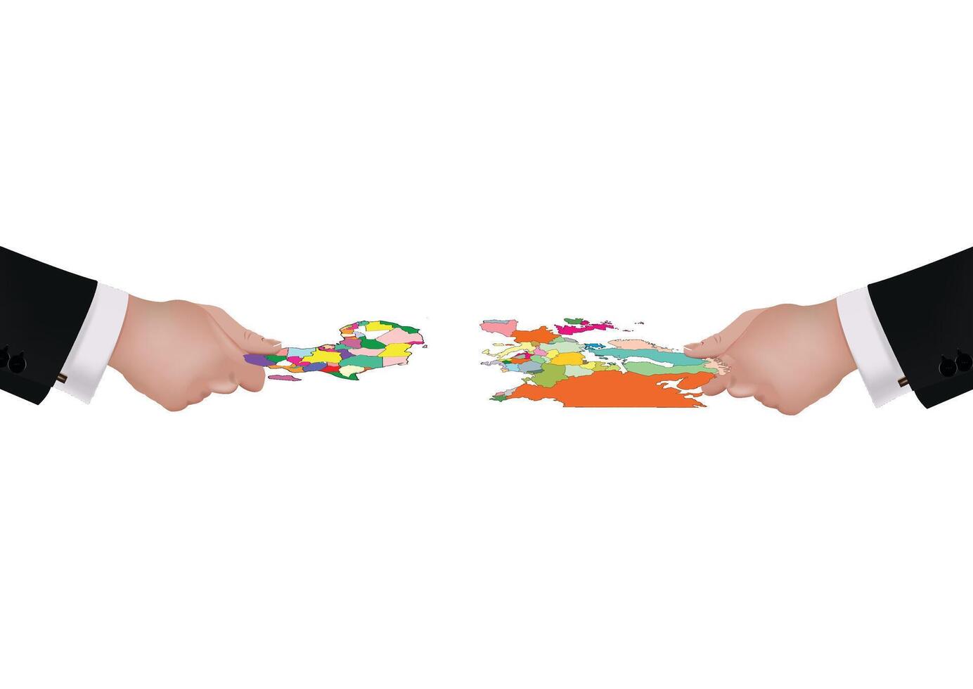 Two hands are holding a map of europe vector