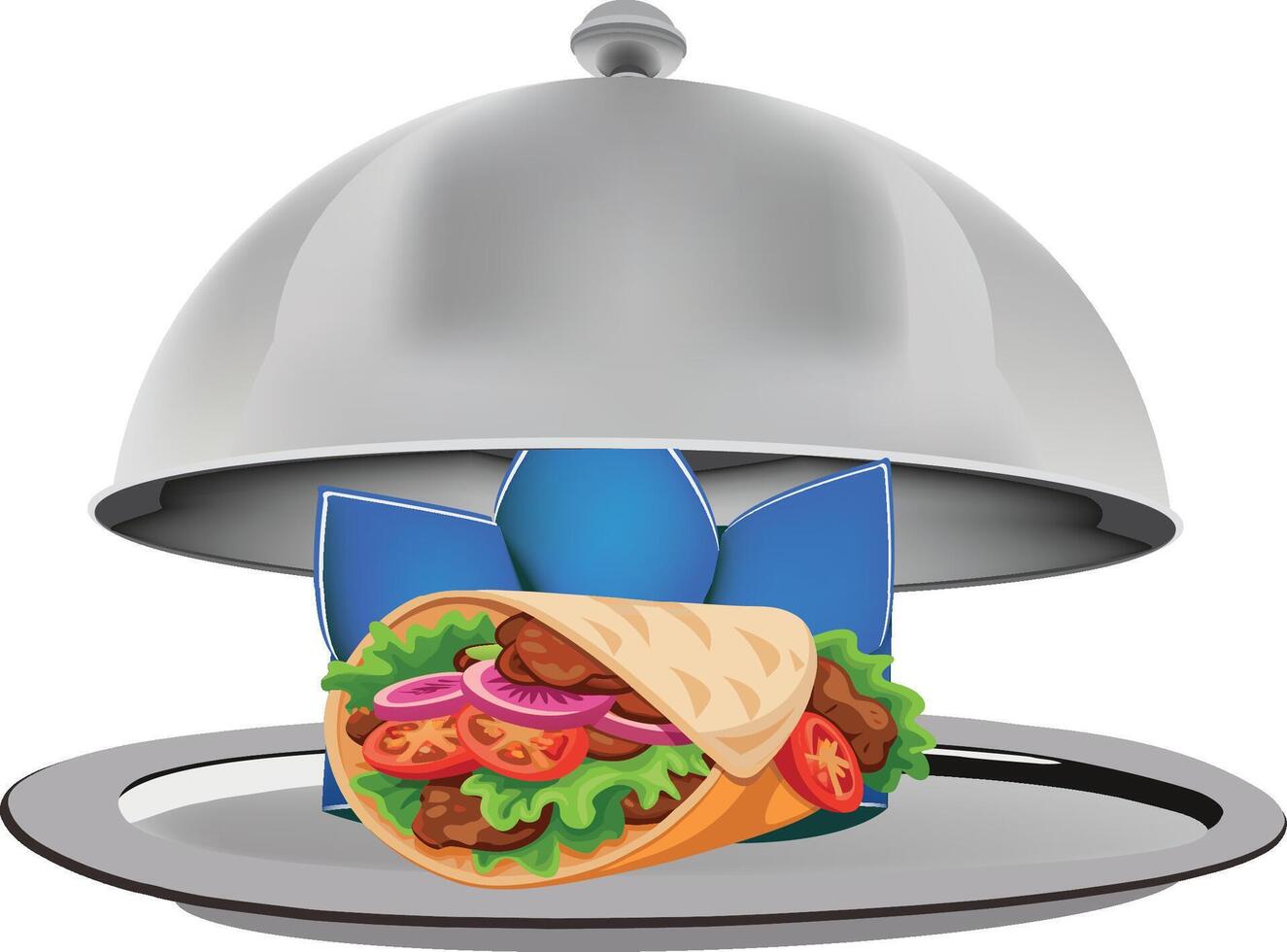 A sandwich under a cloche vector
