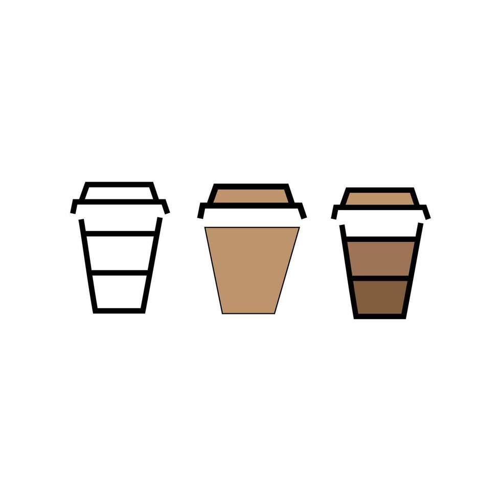 Coffee icons. Linear coffee cup icons. Various cups of coffee. Vectors illustration