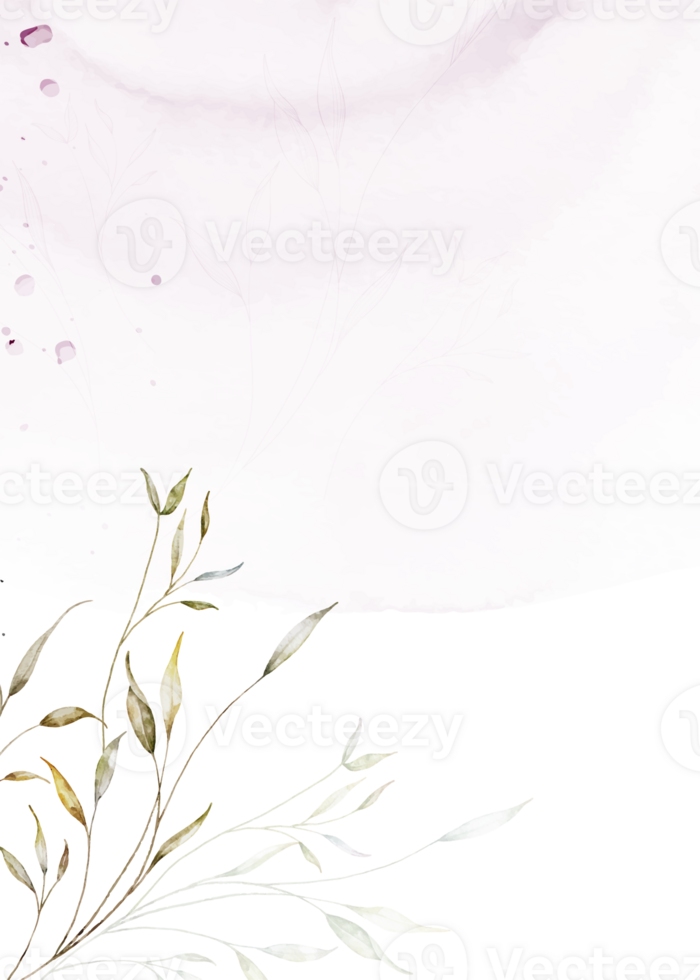 Abstract watercolor background with botanical png