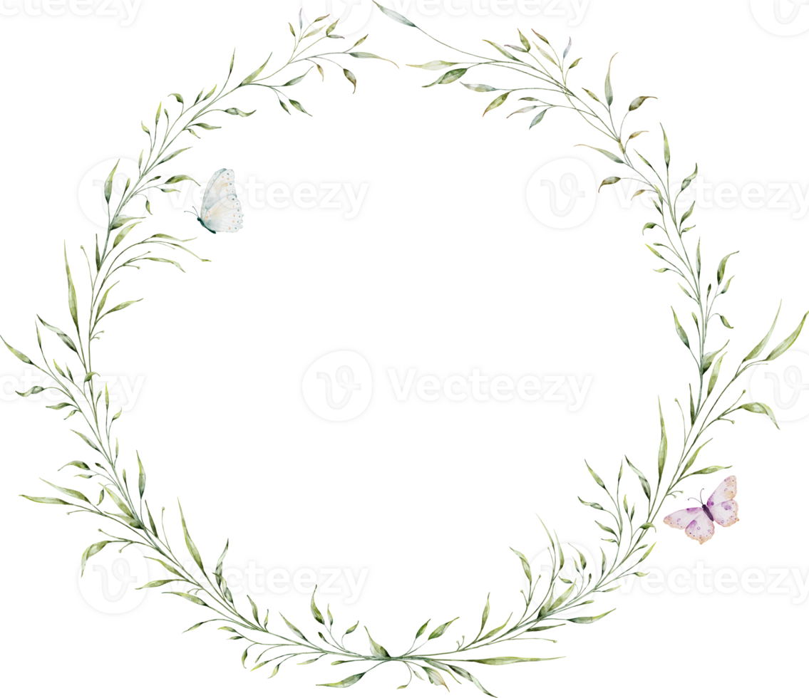 Watercolor Leaves Wreath png