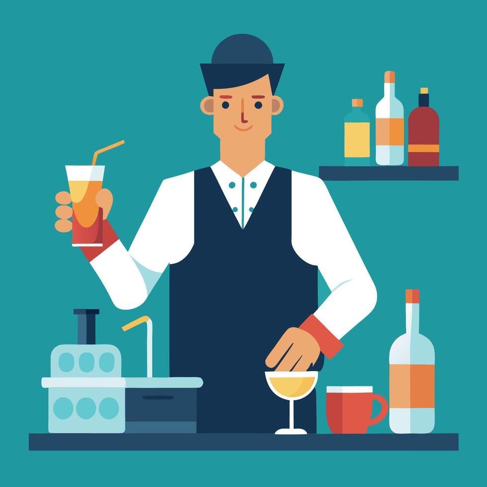Bar Flat Bartending Life vector