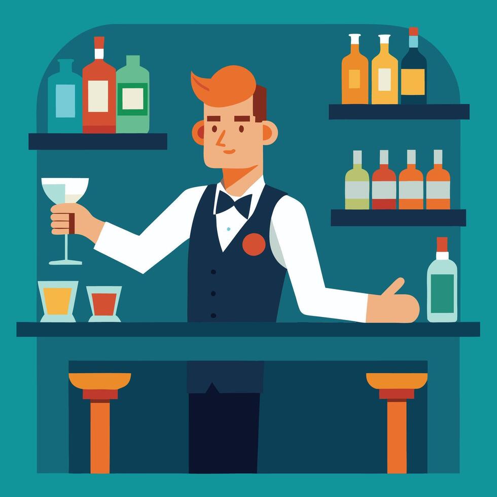 Bartender Vibes in Bar Flat vector