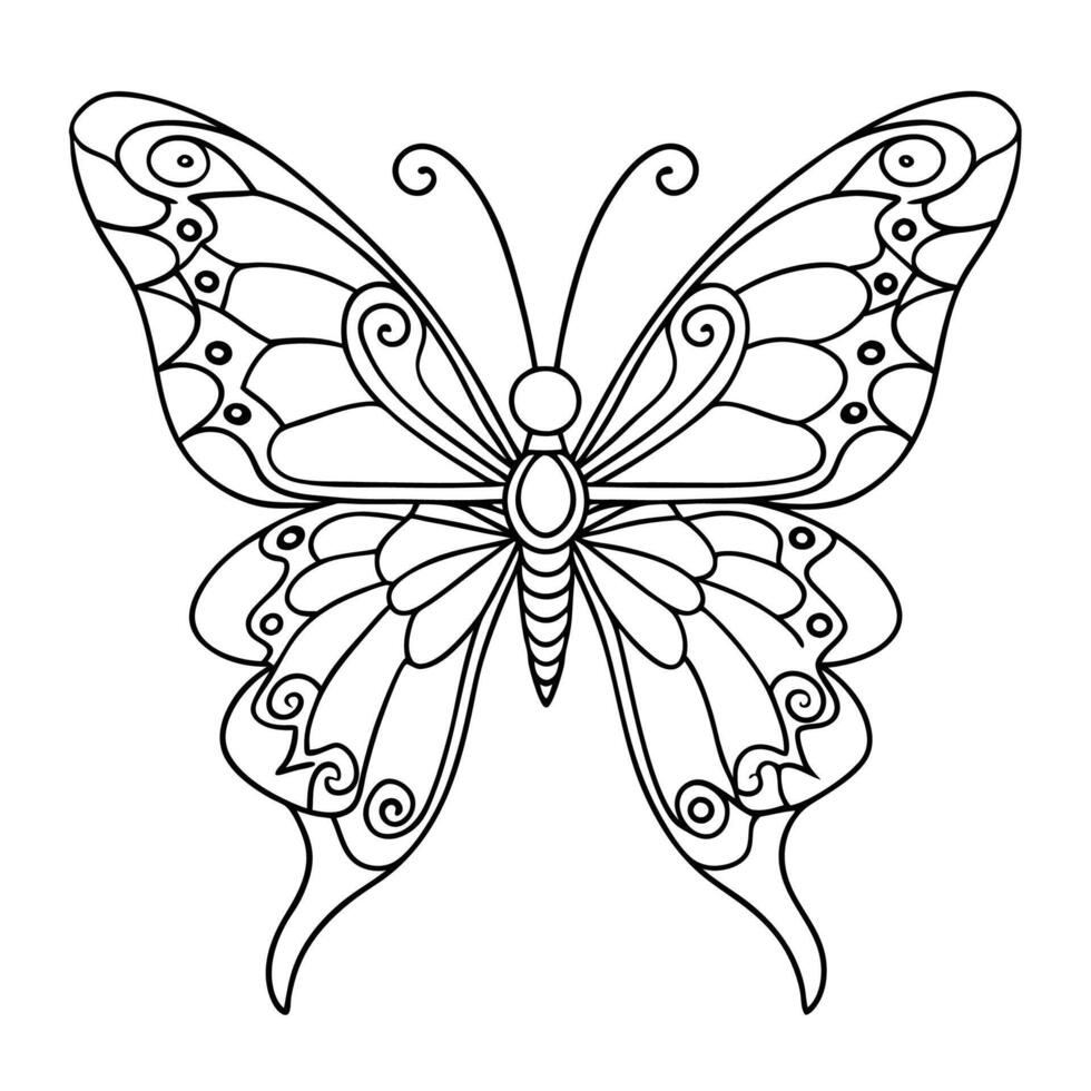 Simple Butterfly Coloring Templates vector