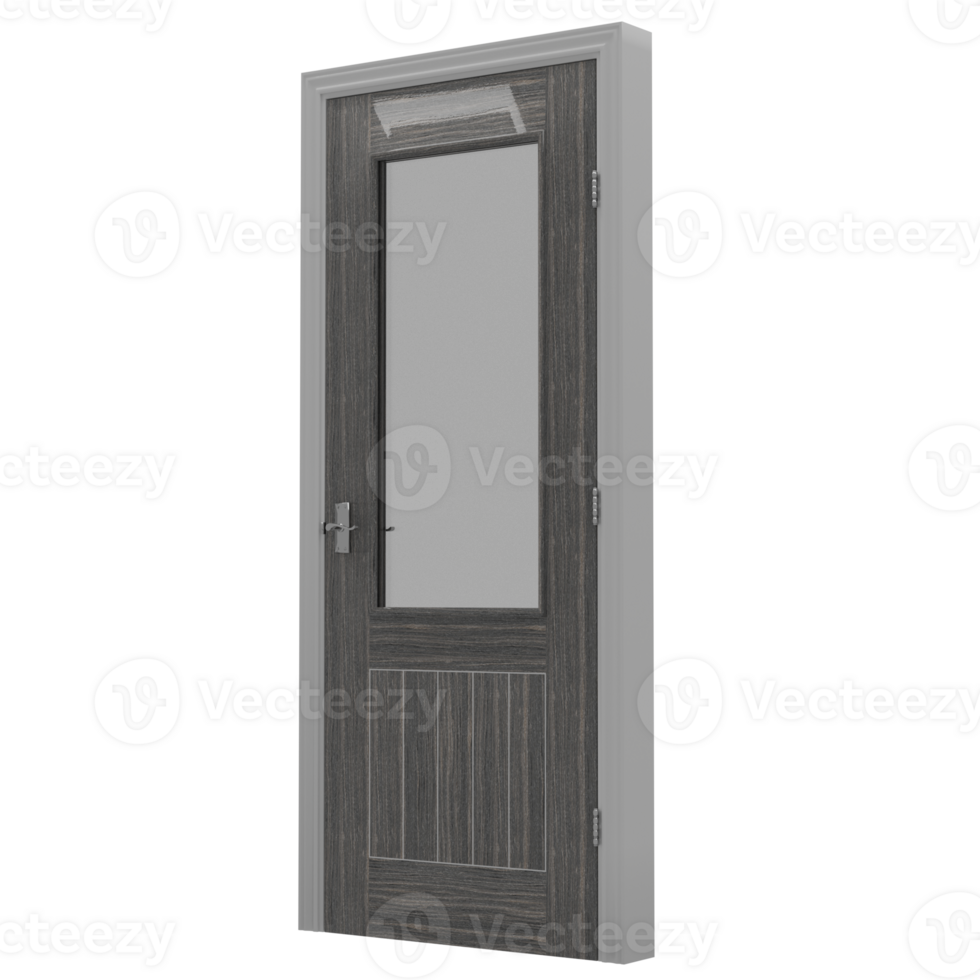 A door with a glass panel and a wooden frame png