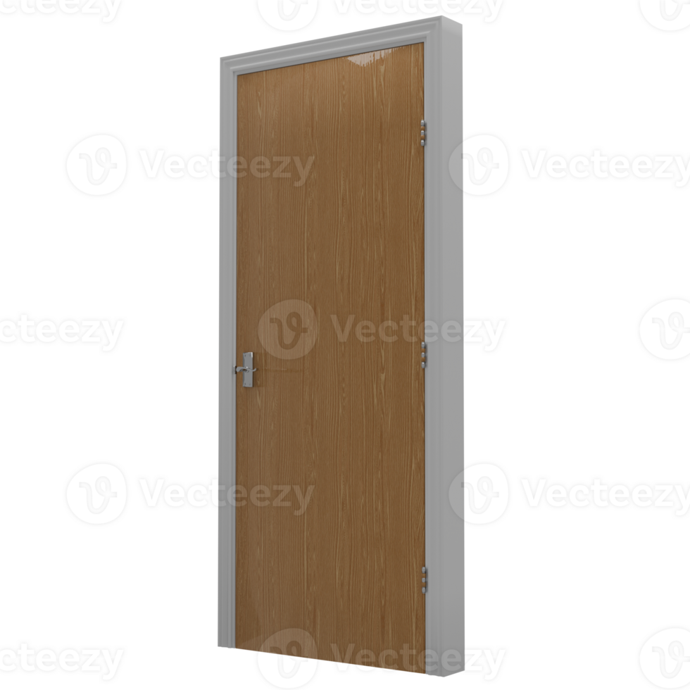 A door with a white frame and wooden panel png