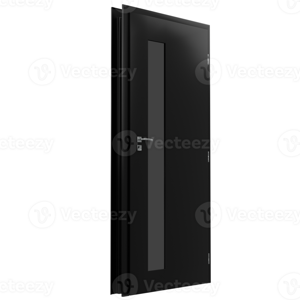 A black door with a metal handle on the side png