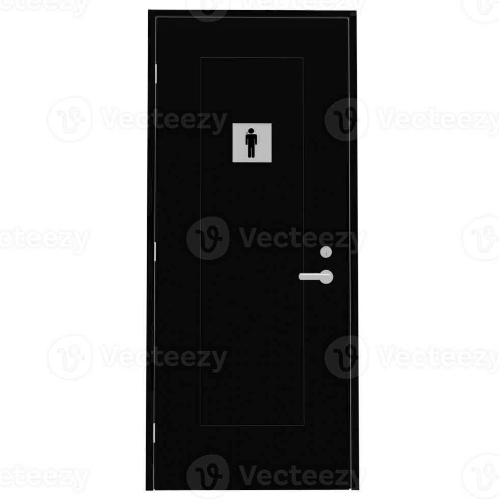 A black door with a white toilet sign on it png