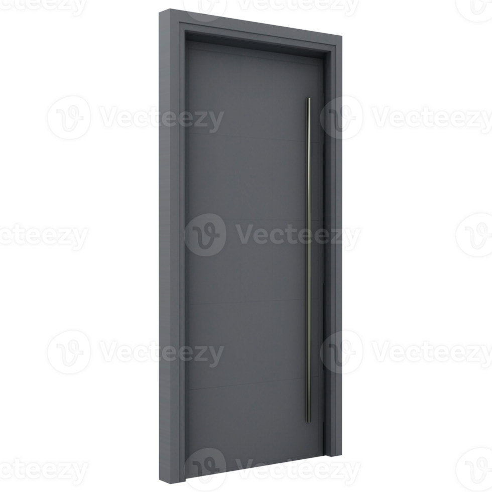 A modern door with a black frame and glass panel png