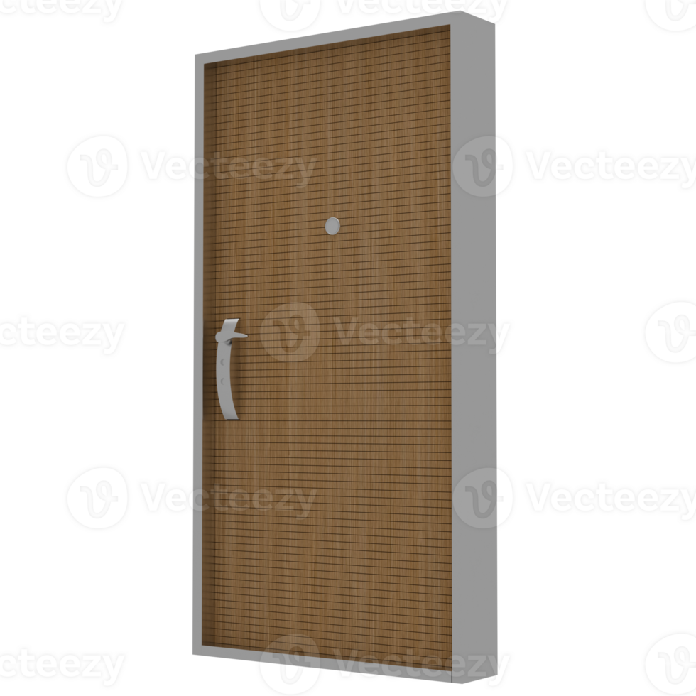 A wooden door with a metal handle and a white handle png