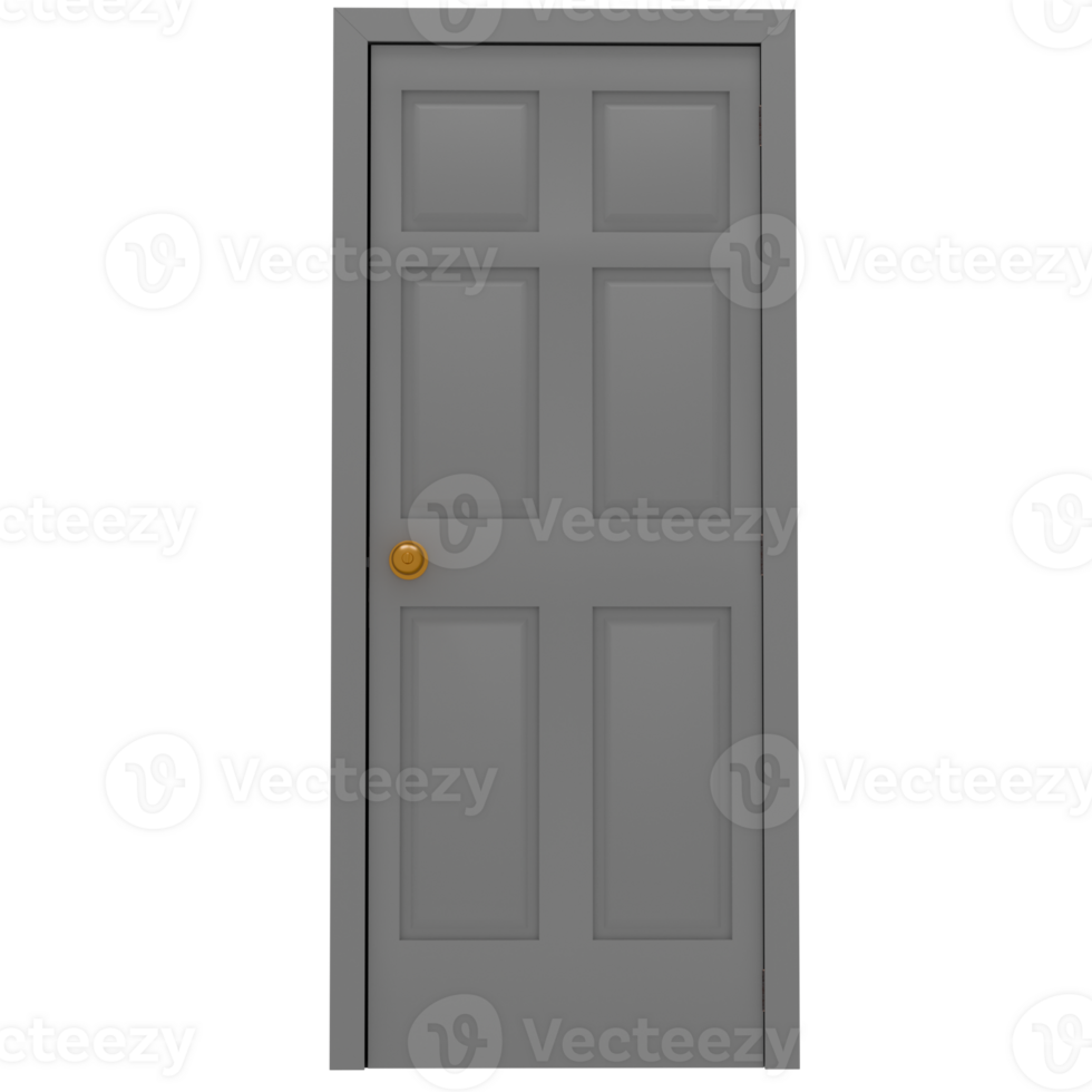 A gray door with a golden knob on the side png