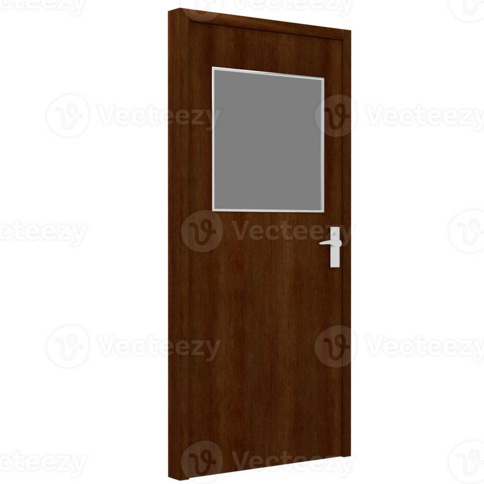 A door with a black frame and a white window png