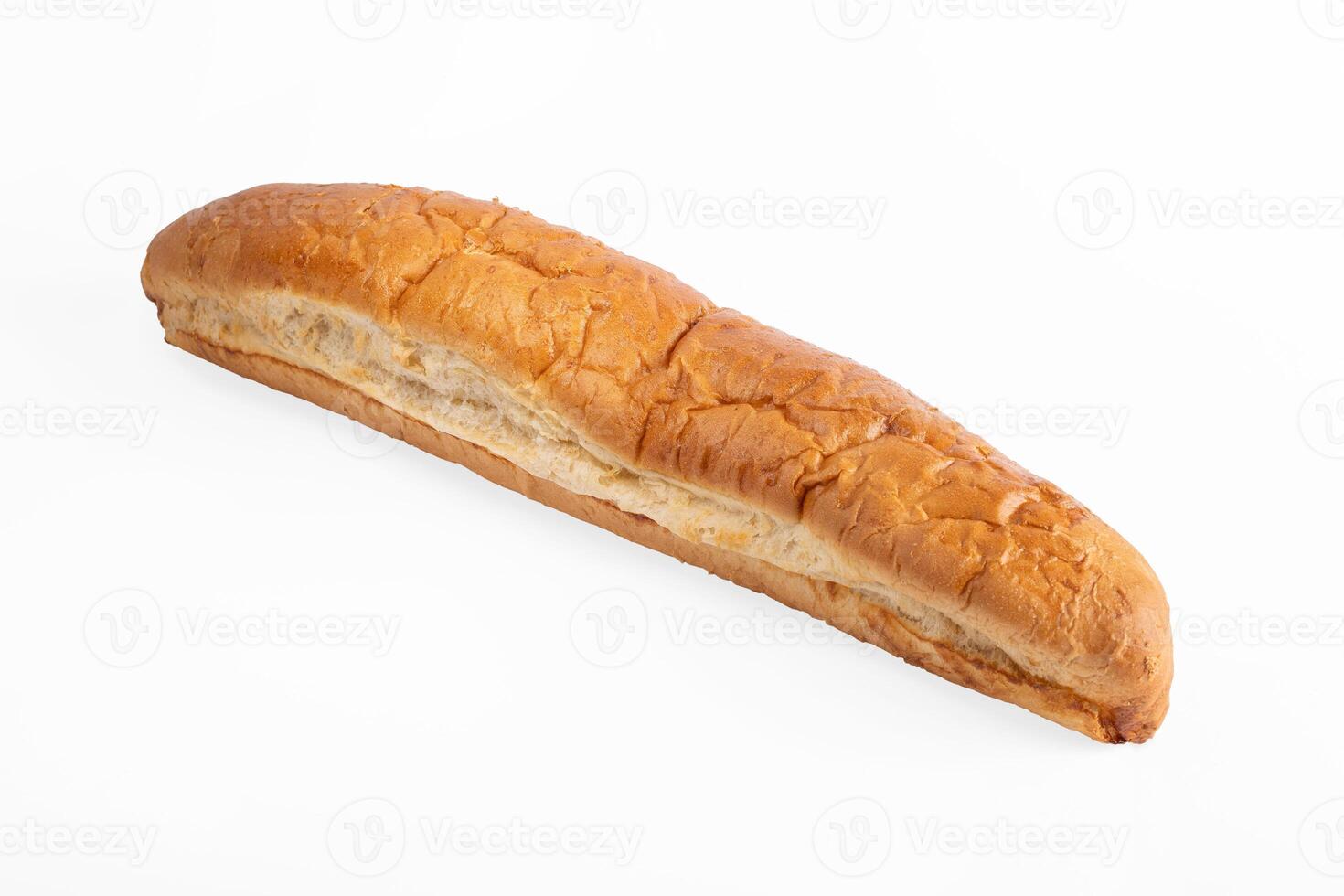 Close up buckwheat baguette , isolated on white background photo
