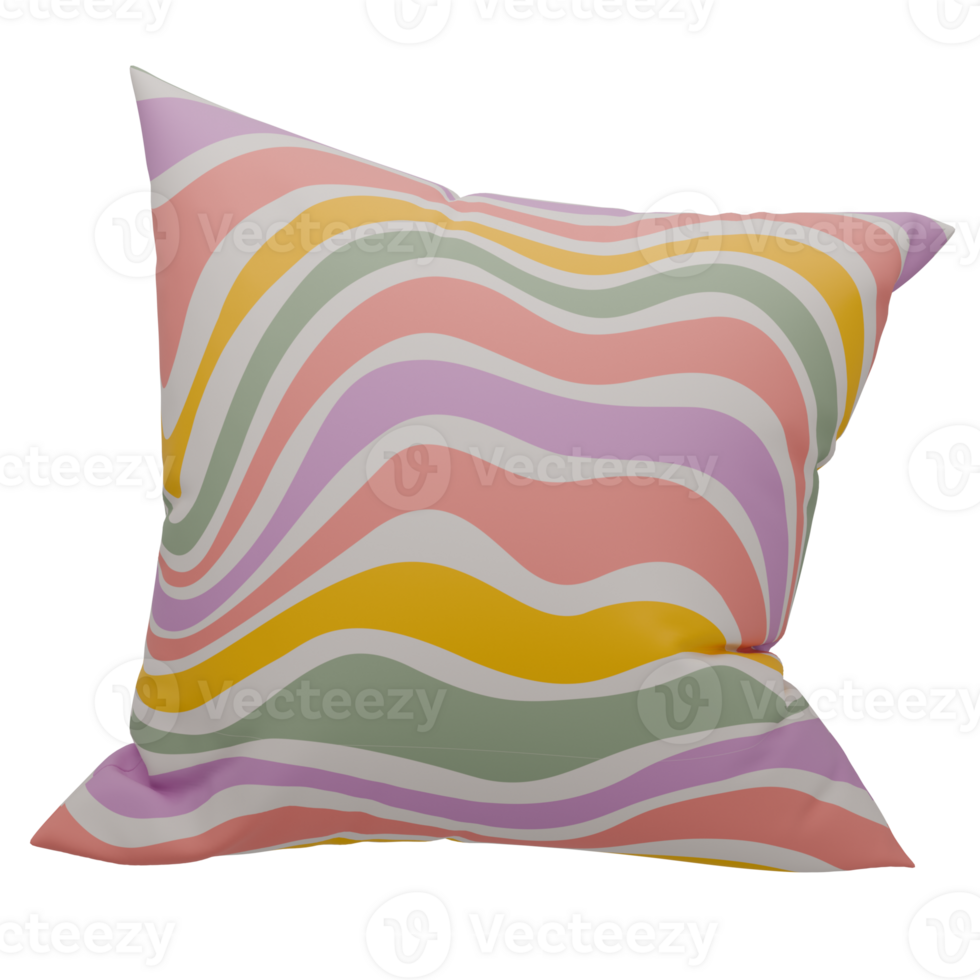 A colorful pillow with a wavy pattern png